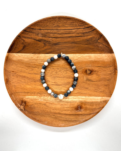 022 - Gray and White Marbled Beaded Bracelet