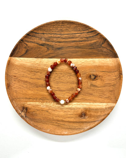 022 - Orange and White Mixed Beaded Bracelet