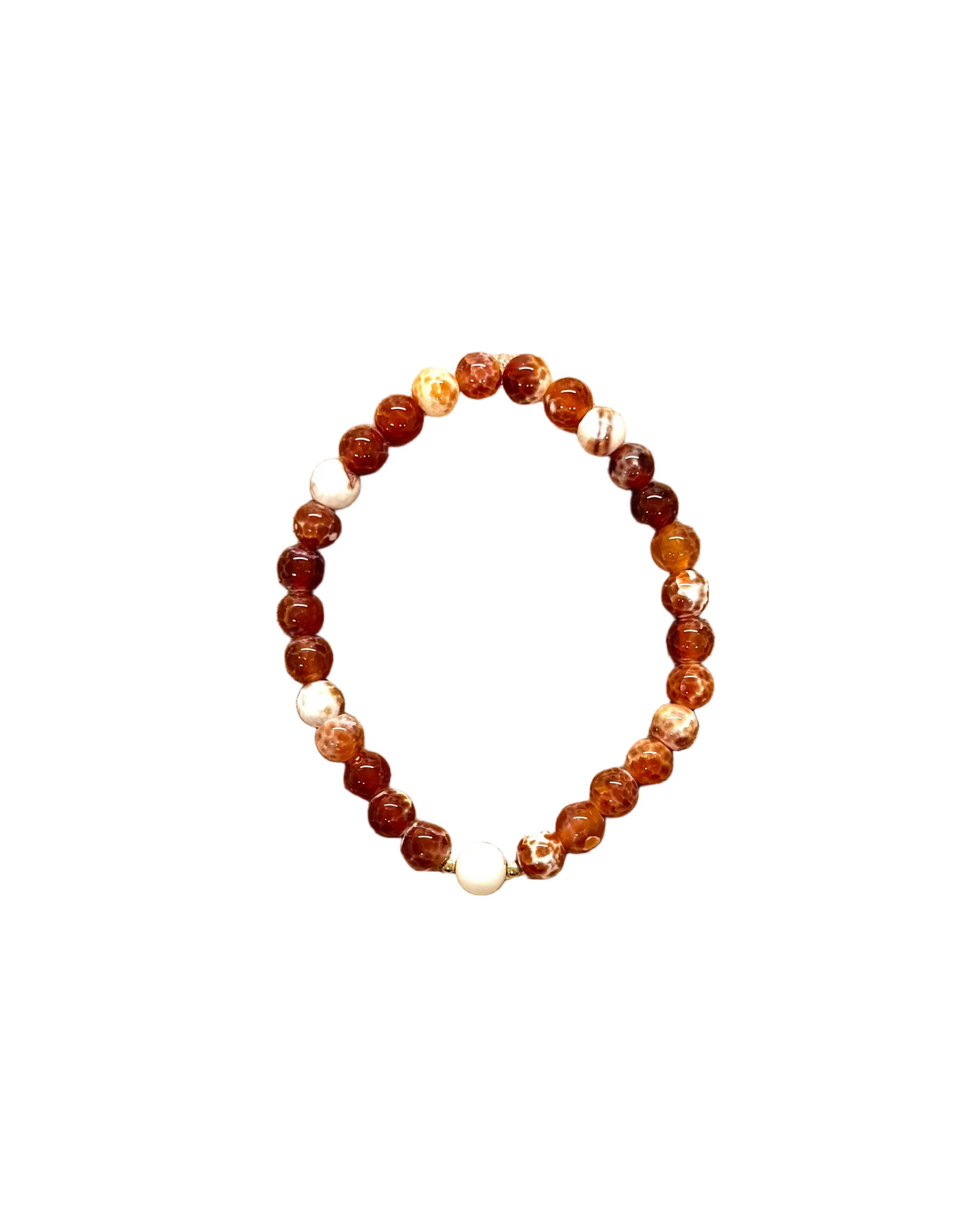022 - Orange and White Mixed Beaded Bracelet