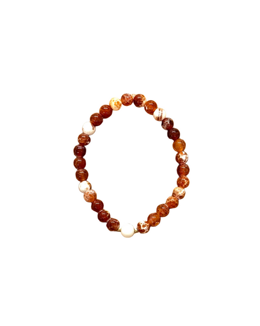 022 - Orange and White Mixed Beaded Bracelet