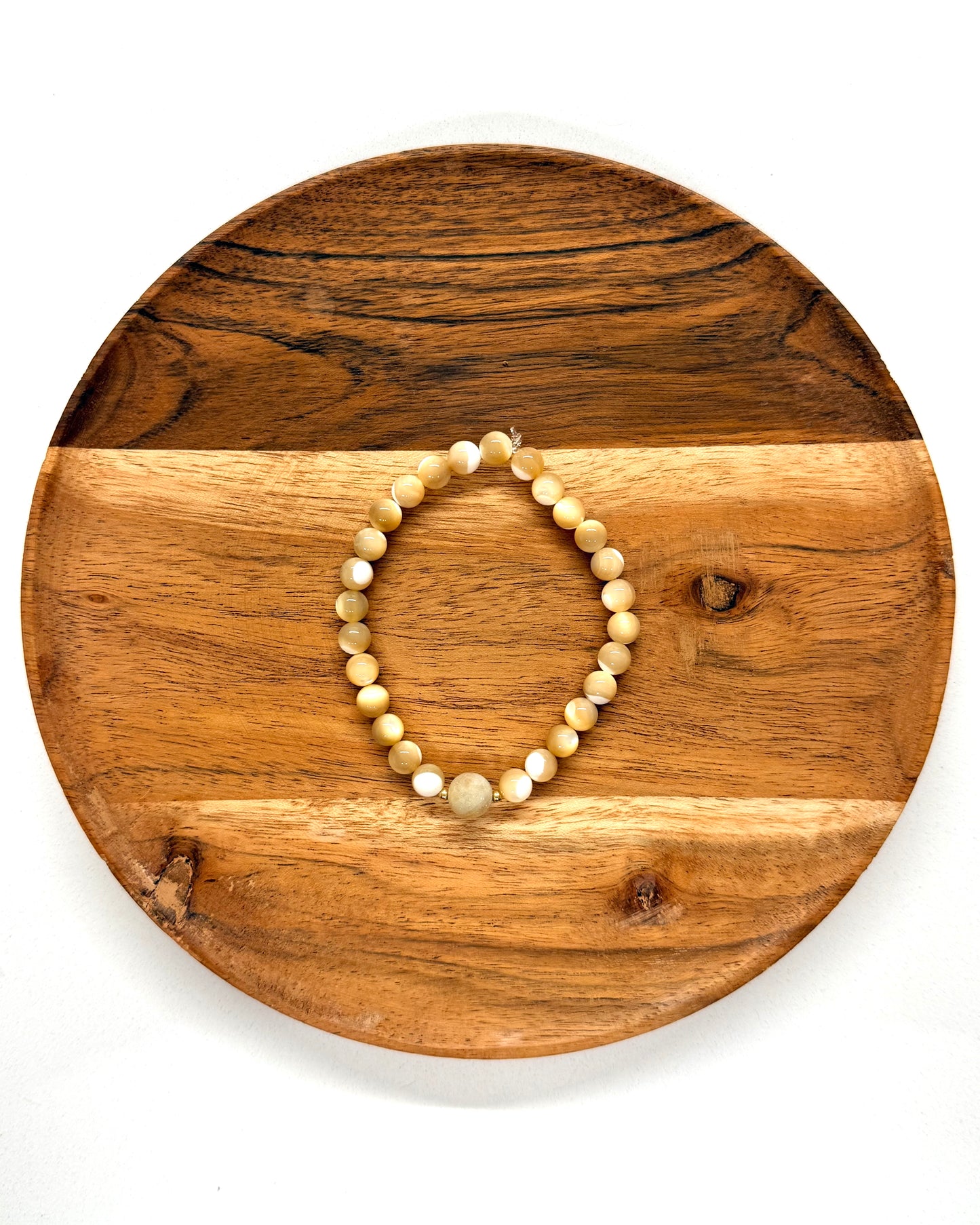 022 - Cream and White Beaded Bracelet