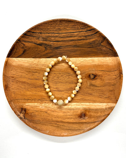 022 - Cream and White Beaded Bracelet