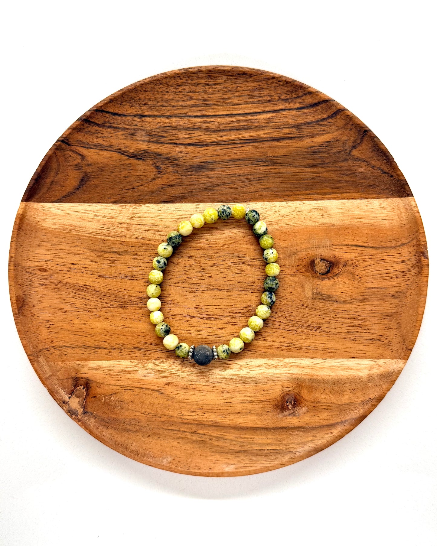 022 - Yellow White Gray Beaded Bracelet