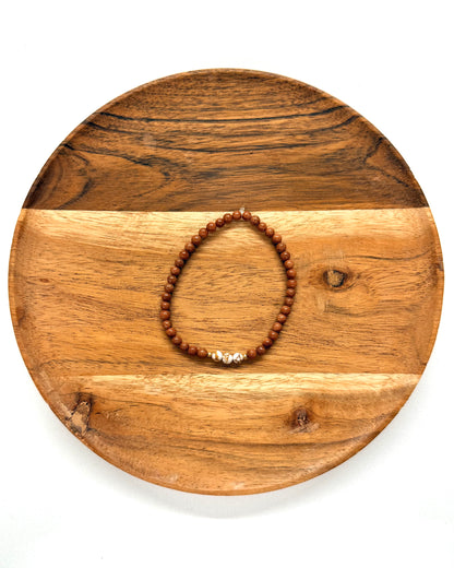 022 - Sparkly Brown and White Stone Bead Bracelet