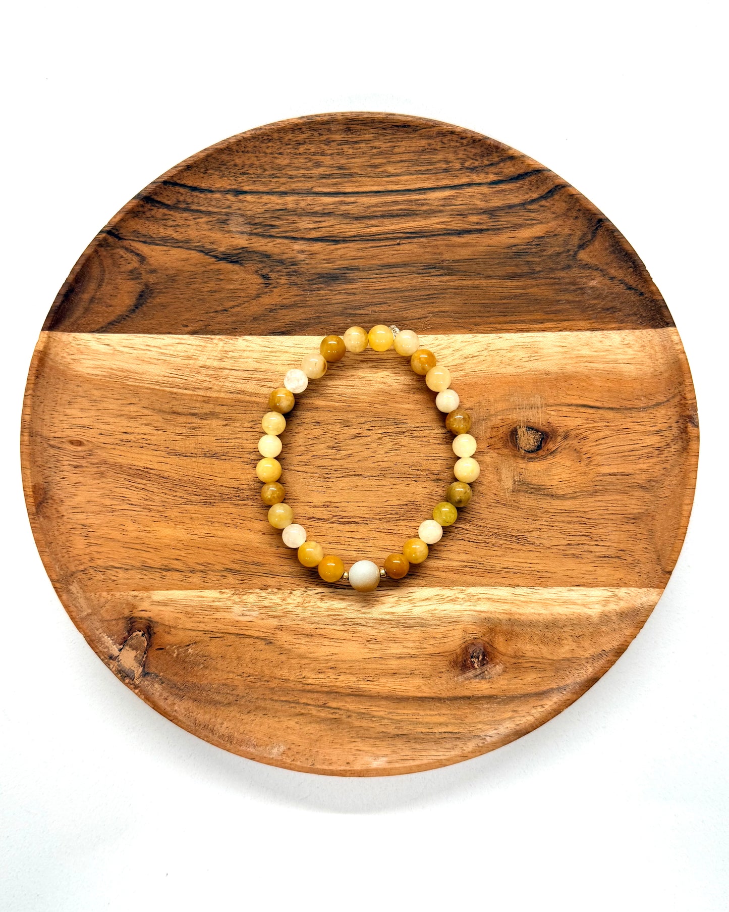 022 - Yellow and White Mixed Beaded Bracelet