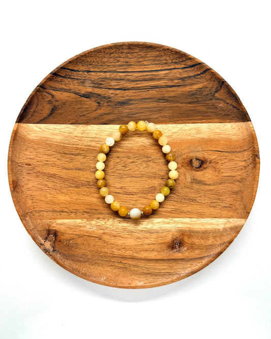 022 - Yellow and White Mixed Beaded Bracelet