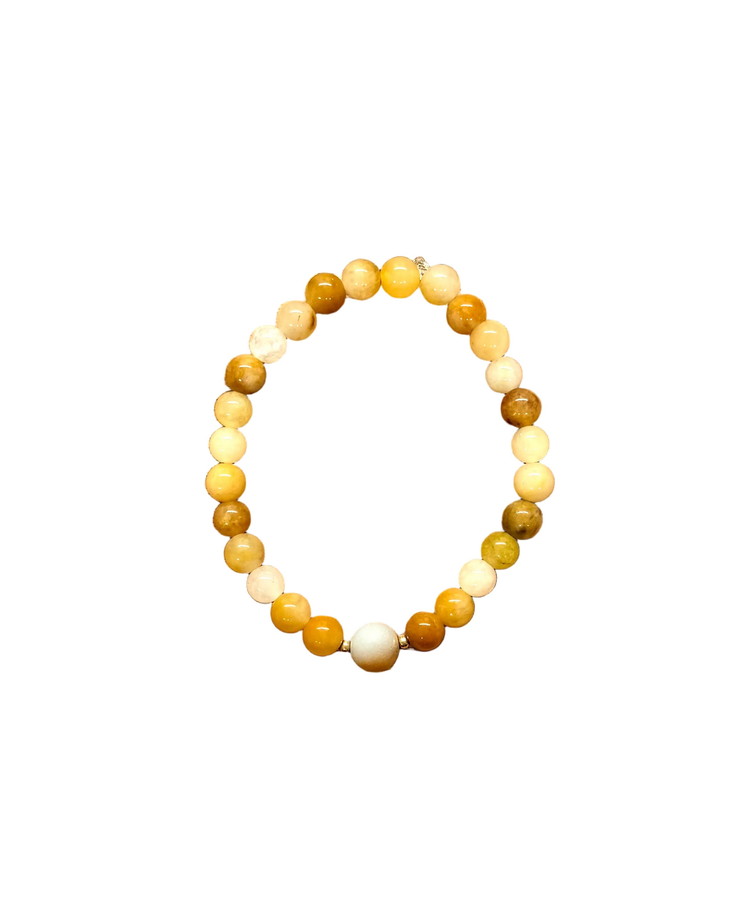 022 - Yellow and White Mixed Beaded Bracelet