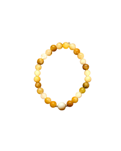 022 - Yellow and White Mixed Beaded Bracelet