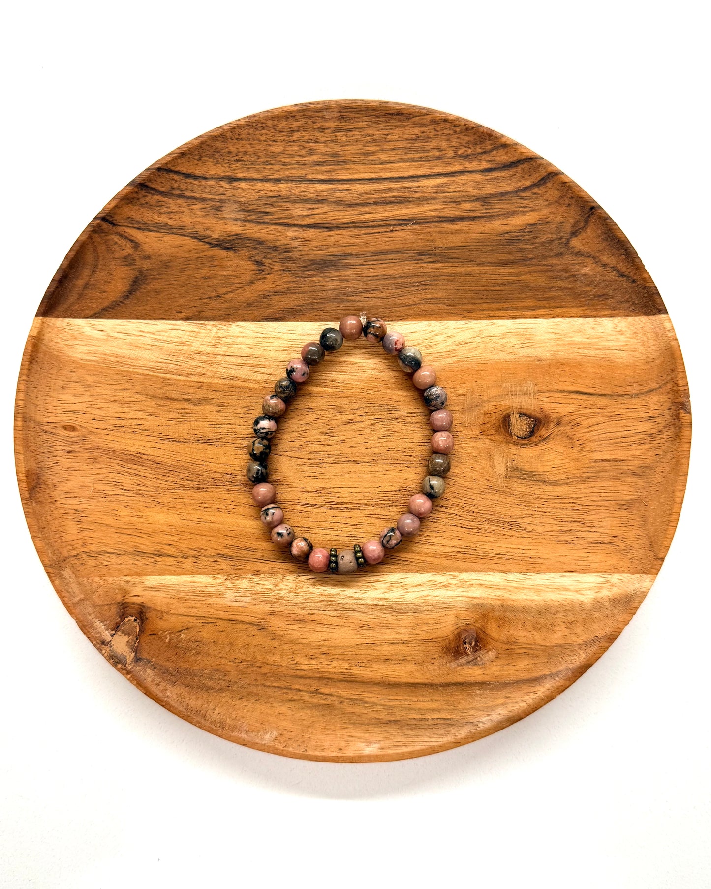 022 - Pink Earthy Marble Beaded Bracelet