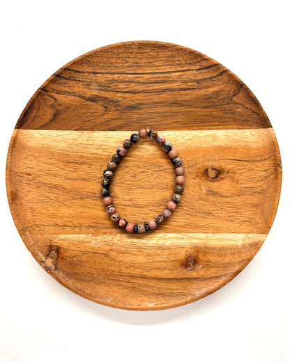 022 - Pink Earthy Marble Beaded Bracelet