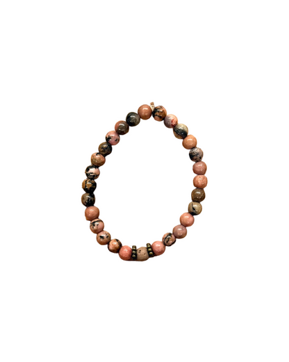 022 - Pink Earthy Marble Beaded Bracelet