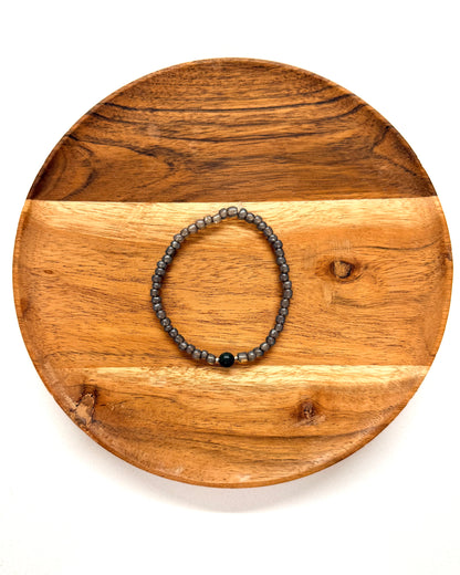 022 - Translucent Gray Seed Bead Bracelet