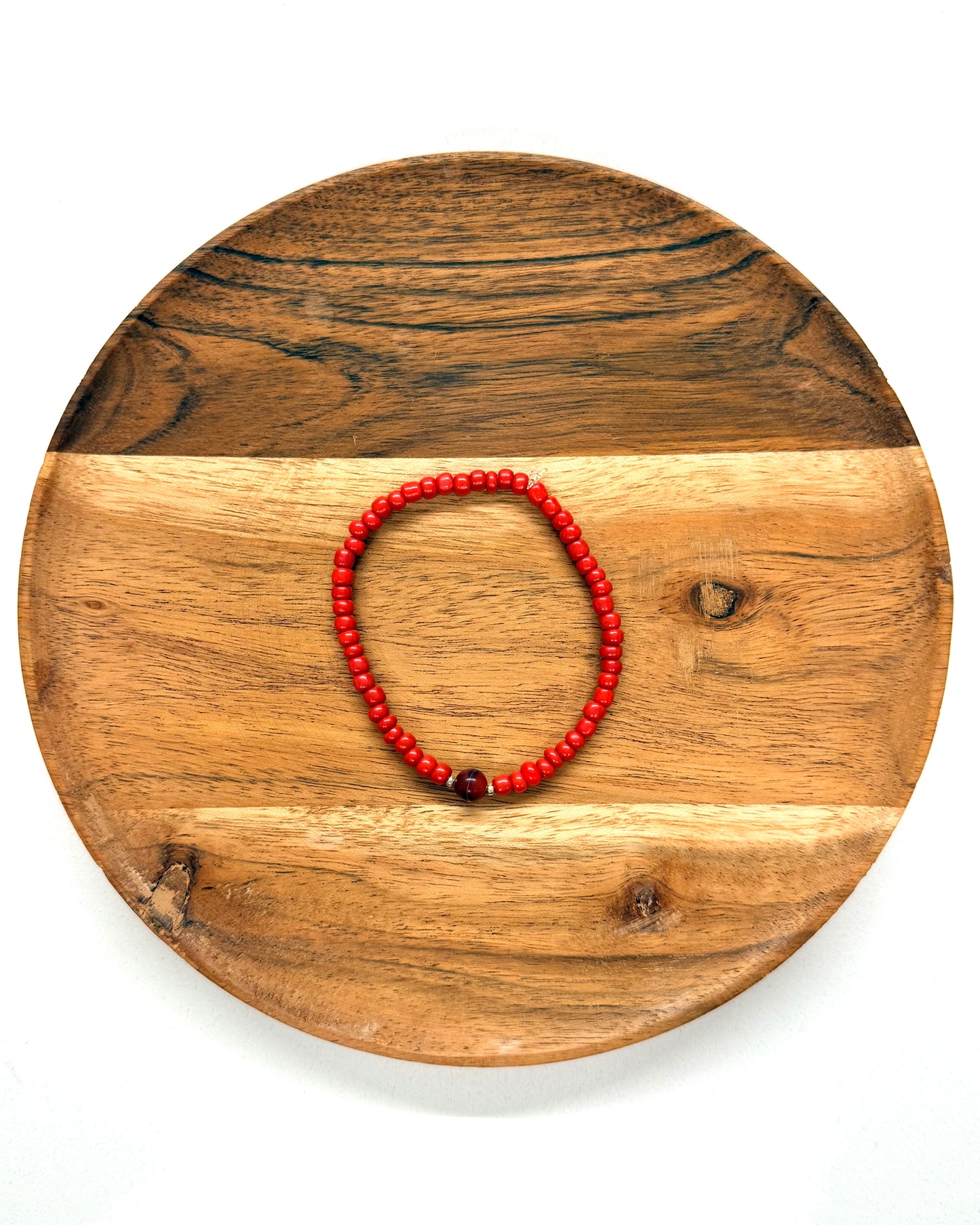 022 - Red Seed Bead Bracelet