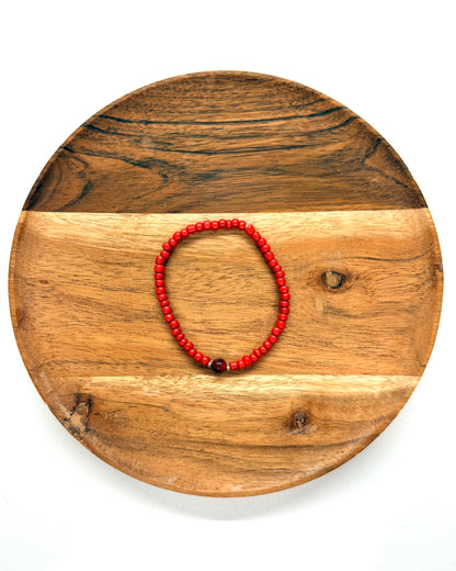 022 - Red Seed Bead Bracelet