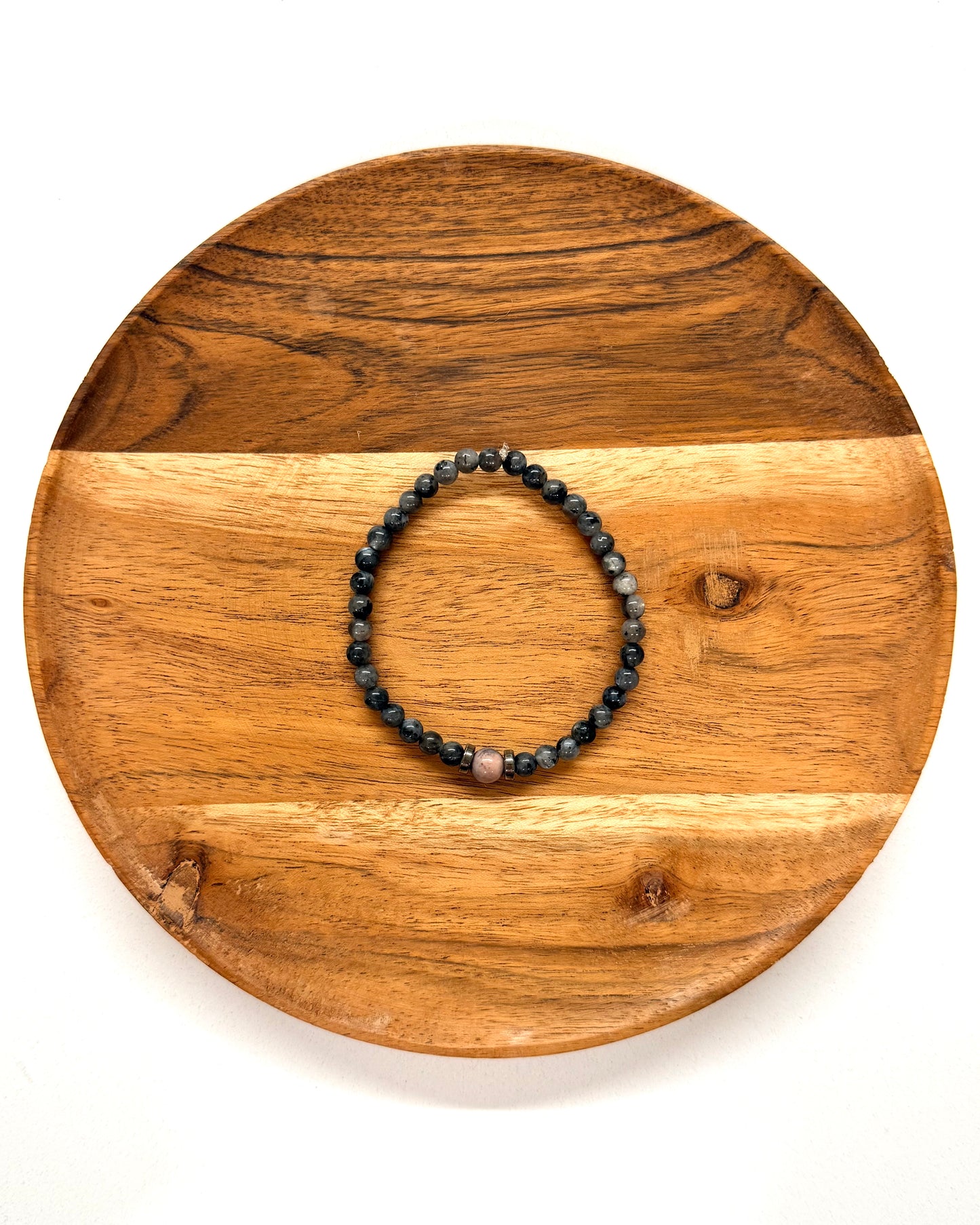 022 - Gray Marbled Stone Bead Bracelet