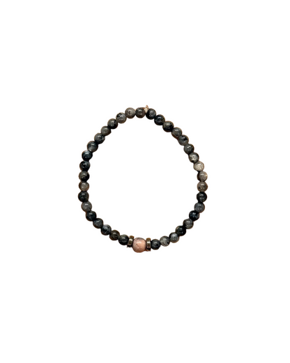 022 - Gray Marbled Stone Bead Bracelet