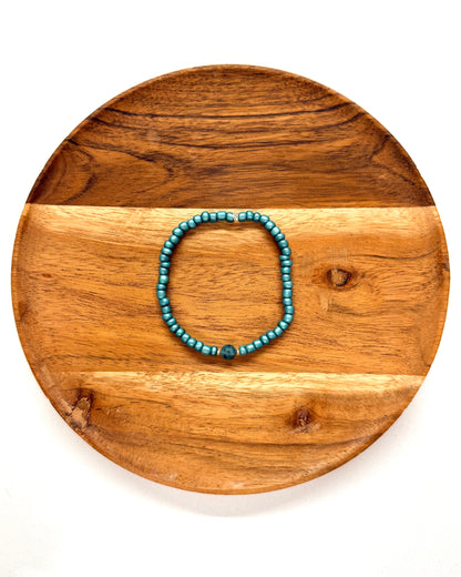 022 - Metallic Blue Seed Bead Bracelet