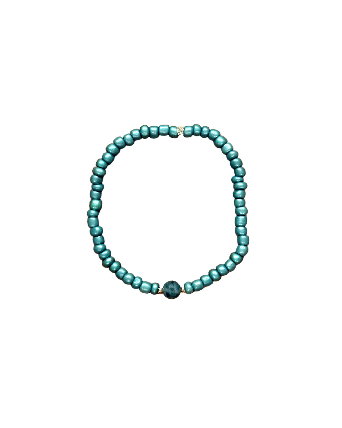 022 - Metallic Blue Seed Bead Bracelet
