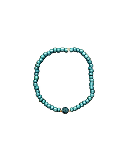 022 - Metallic Blue Seed Bead Bracelet