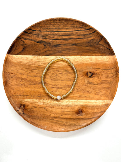 022 - Clear Gold Seed Bead Bracelet