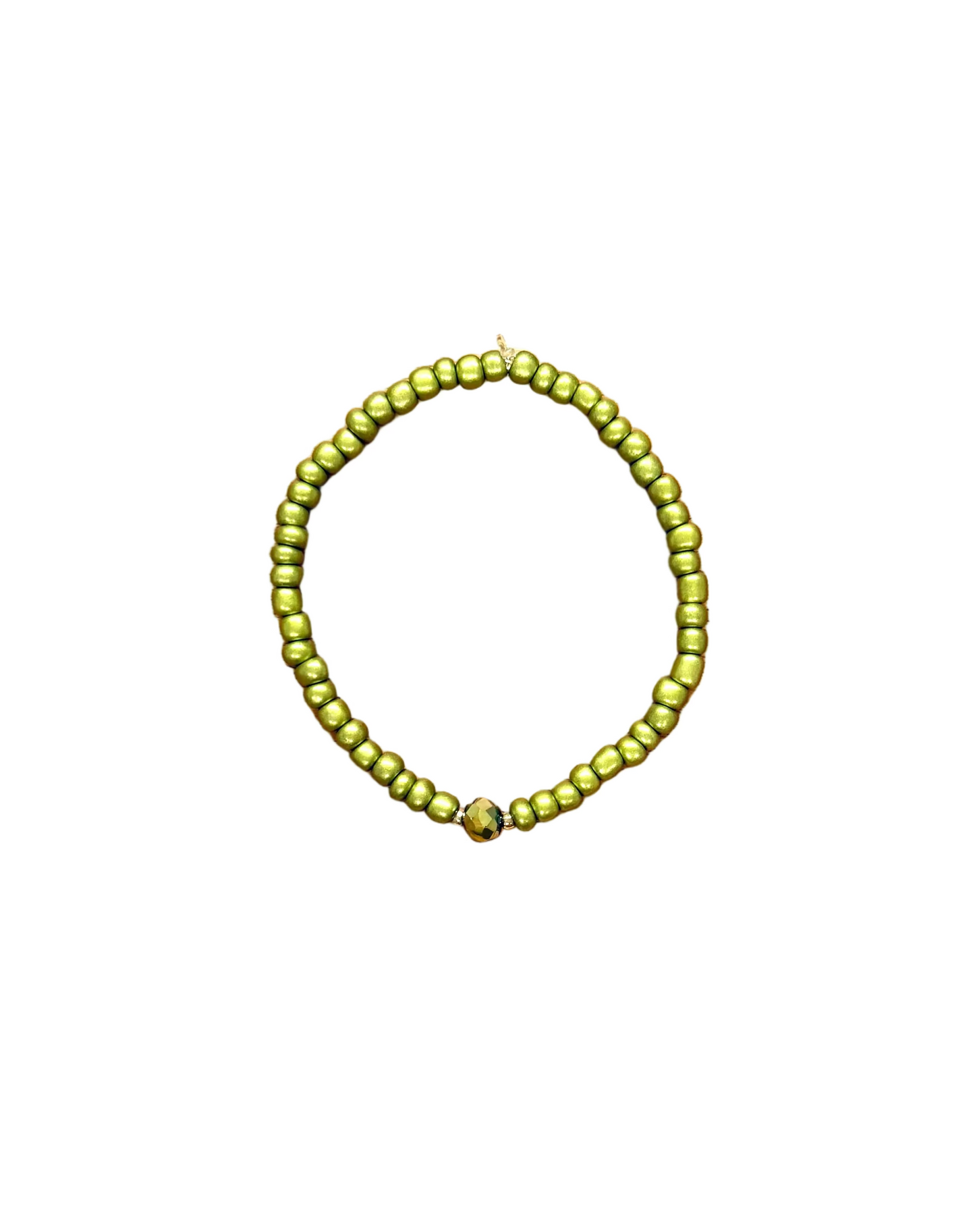 022 - Metallic Green Seed Bead Bracelet