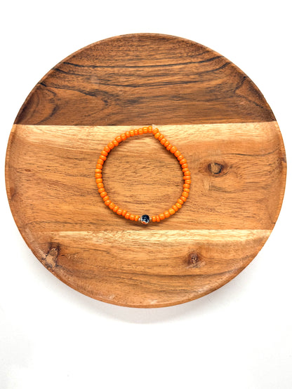 022 - Orange Seed Bead Bracelet