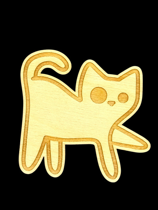 Zombie Cat Wood Magnet