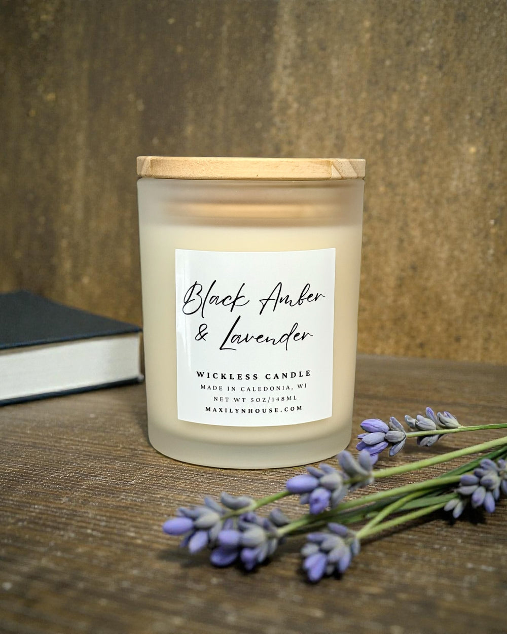 Black Amber & Lavender 5oz Wickless Soy Candle