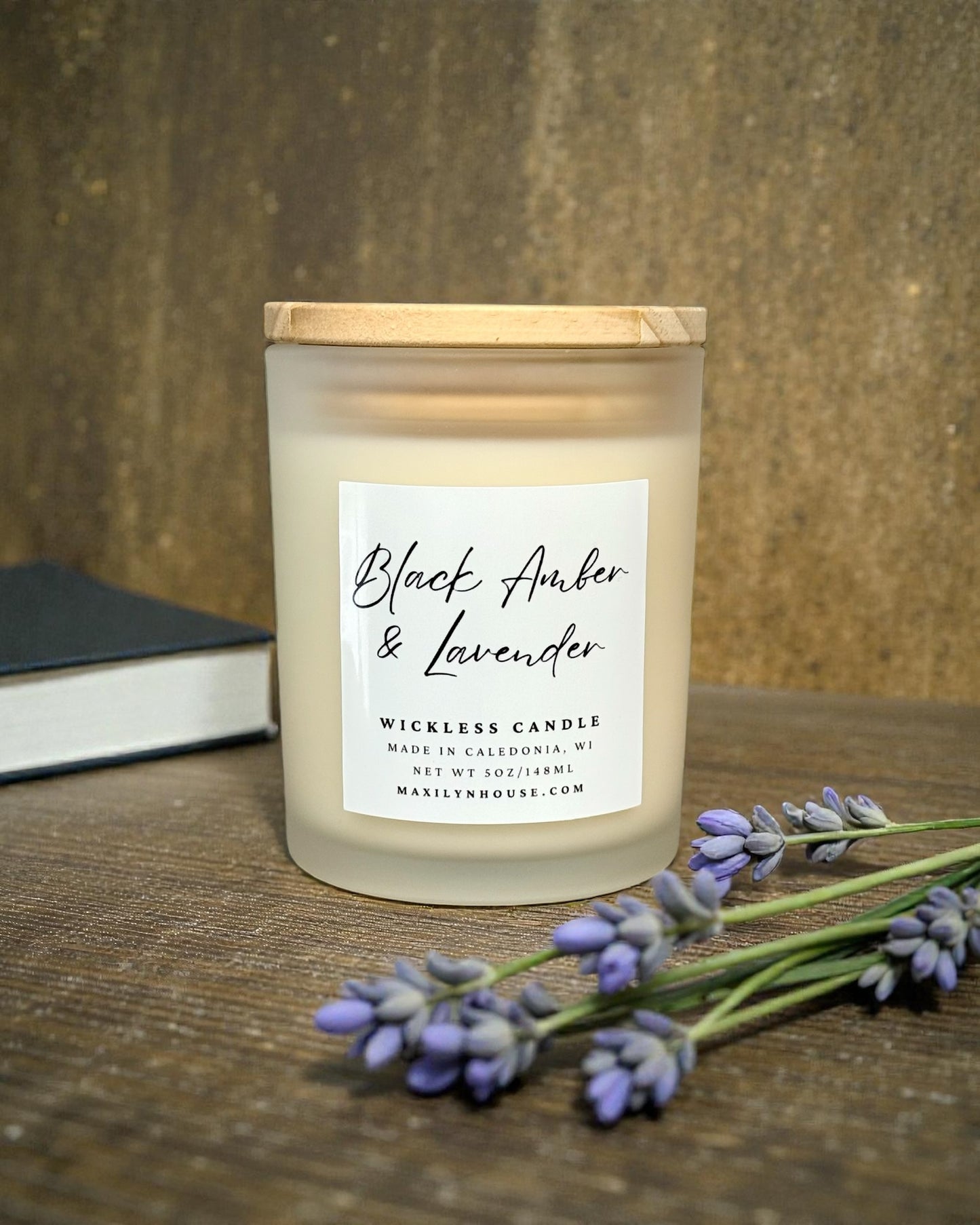 Black Amber & Lavender 5oz Wickless Soy Candle