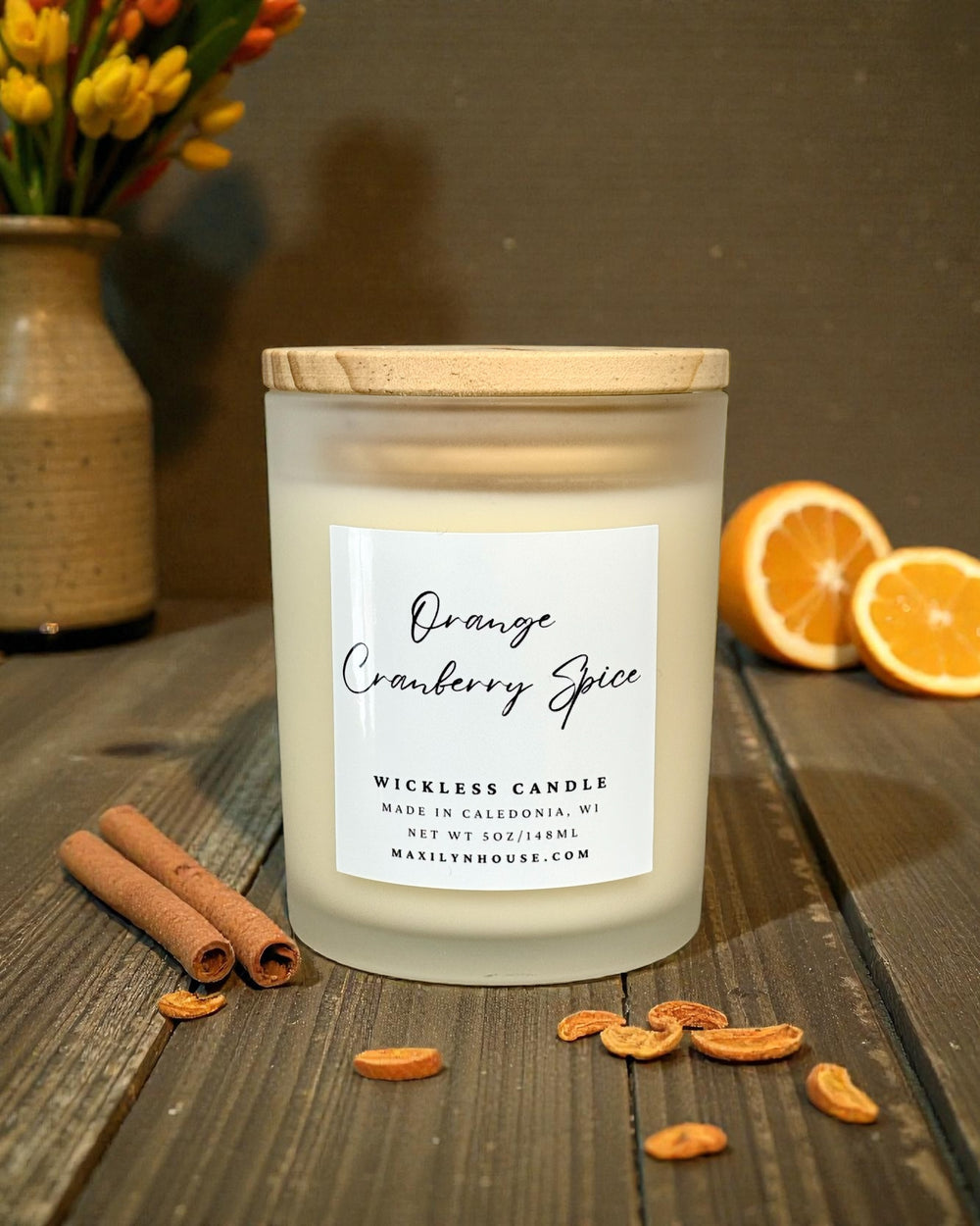 Orange Cranberry Spice Soy Wickless Candle | 5 oz