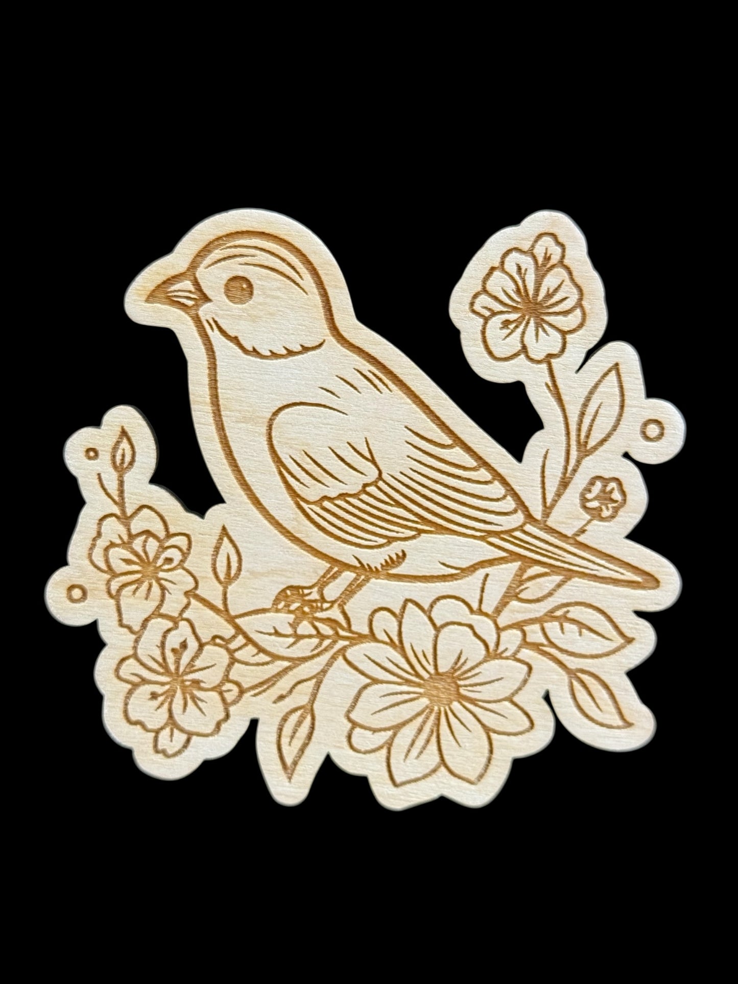 Floral Bird's Nest Wood Magnet