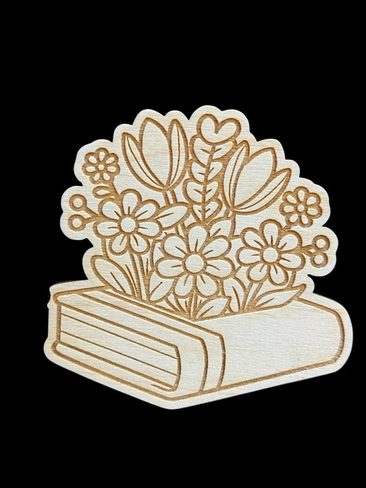 Wood Floral Book Magnet
