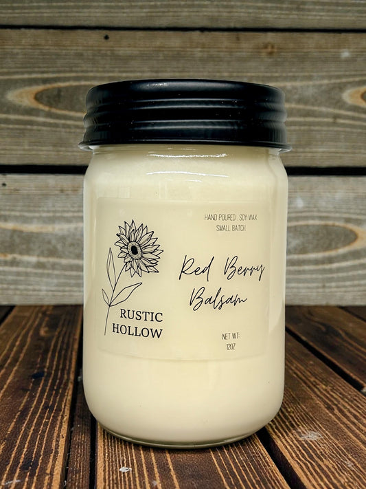003 - Red Berry Balsam 12oz. Soy Jar Candle