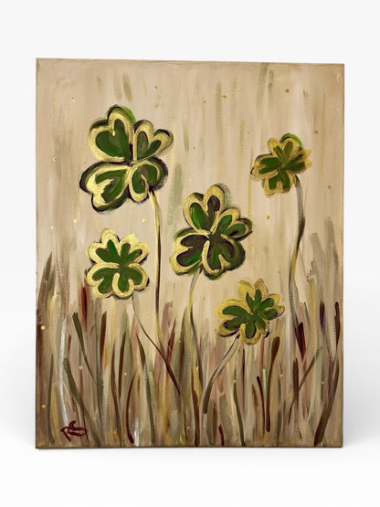Hand-Painted Shamrock Canvas