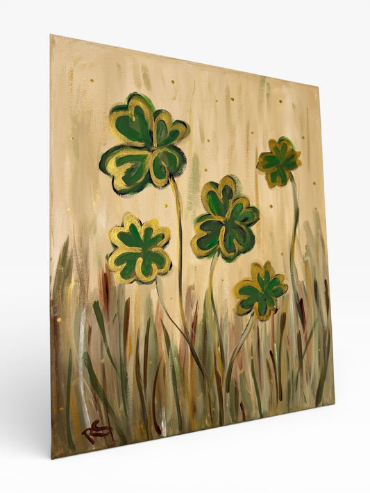 Hand-Painted Shamrock Canvas
