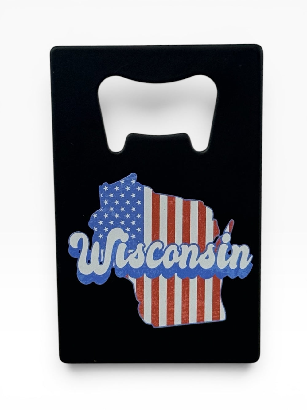 Patriotic Wisconsin Black Metal Bottle Opener