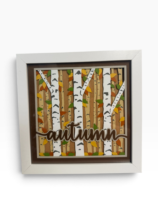 Birch Forest Autumn Shadow Box