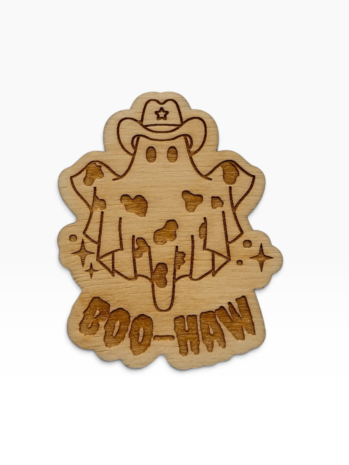 boo haw wood magnet