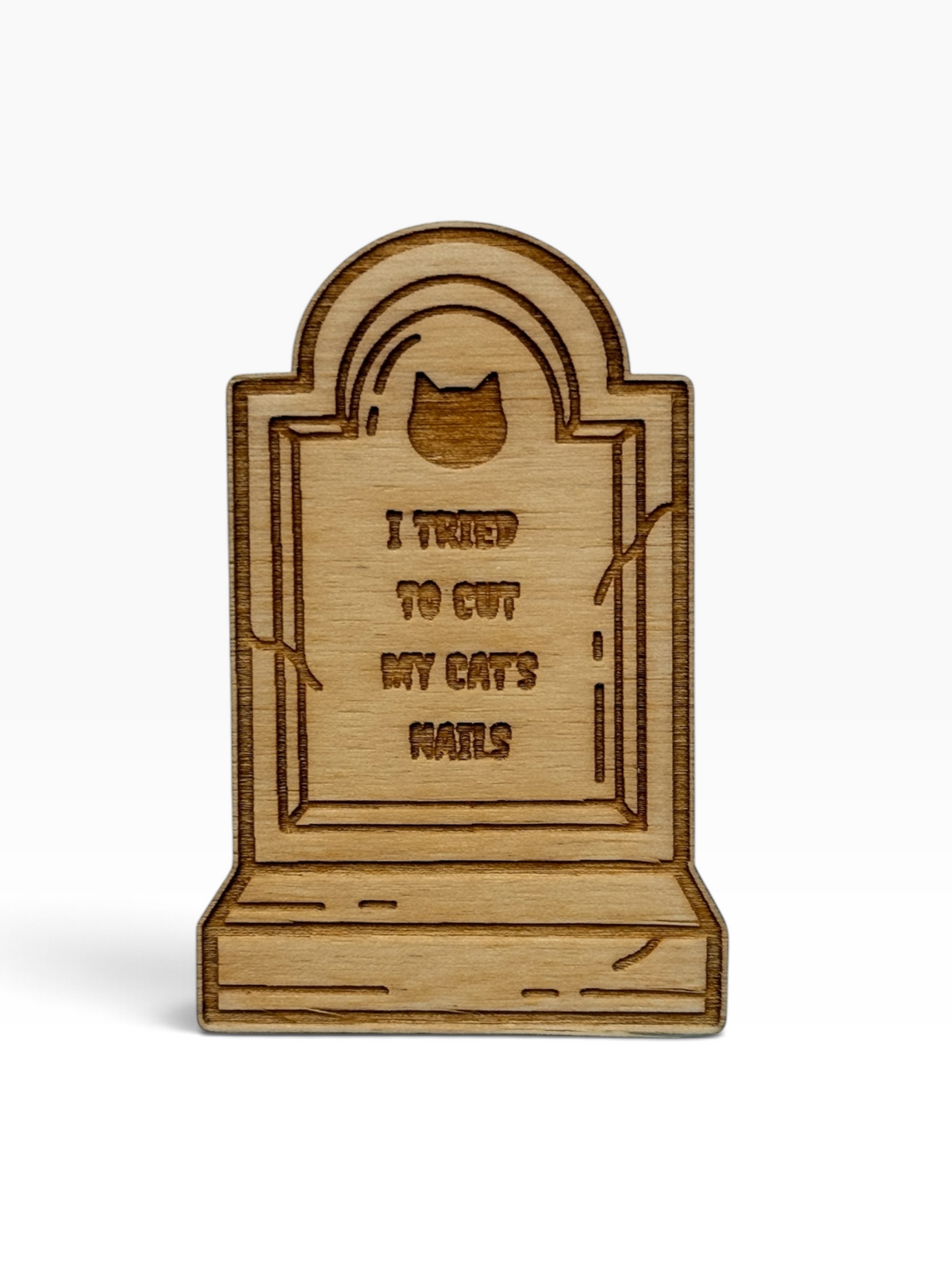 death by cat nails wood magnet