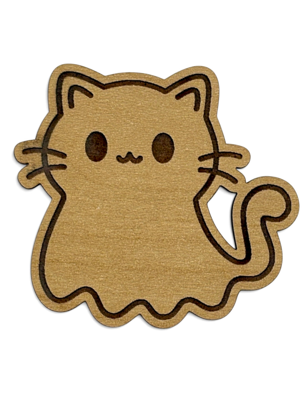Ghost Cat Wooden Magnet