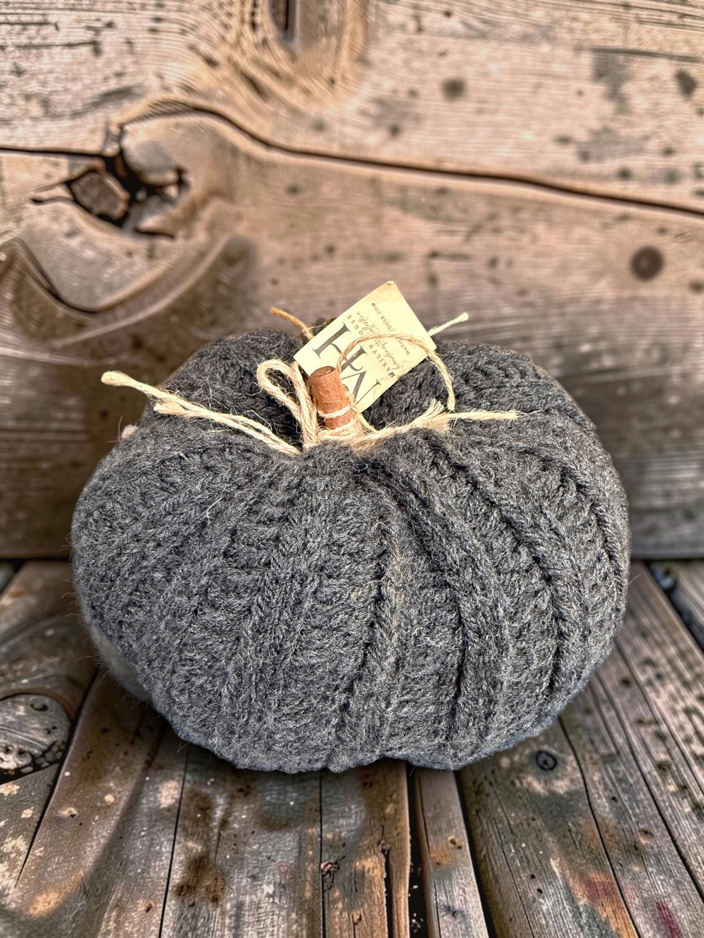 Large Charcoal Rustic Crochet Pumpkin