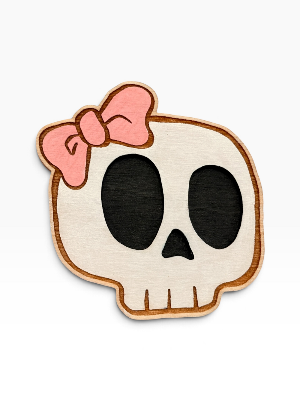 skeleton girl wood magnet