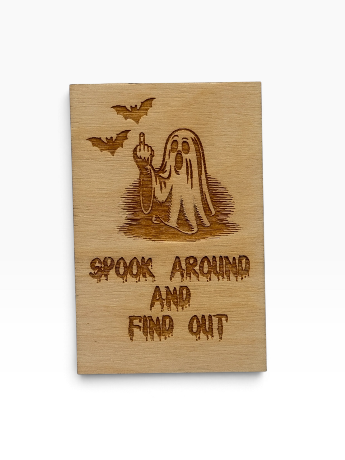 spook around wood magnet