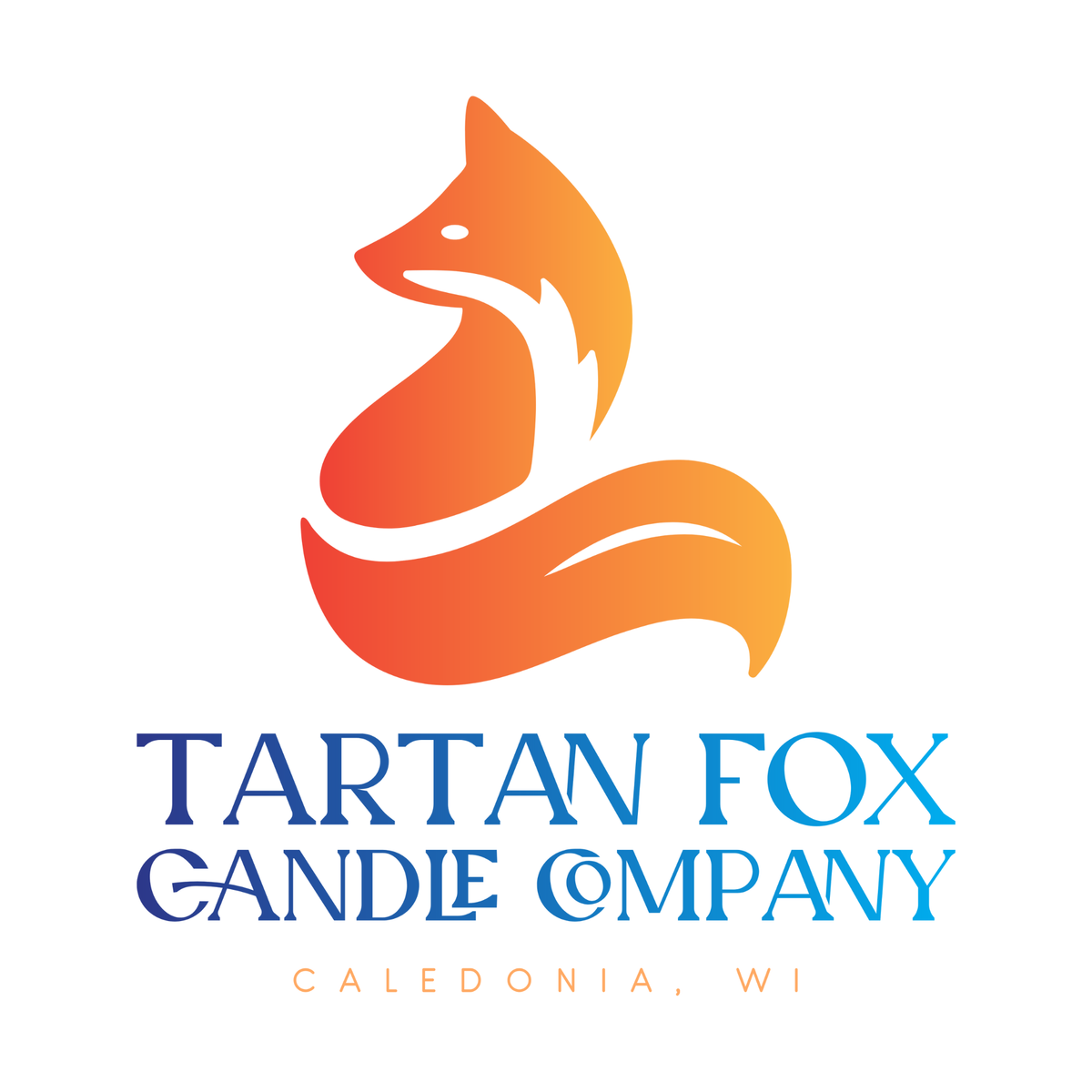 Logo of Tartan Fox Candle Company with a stylized fox design on a white background.