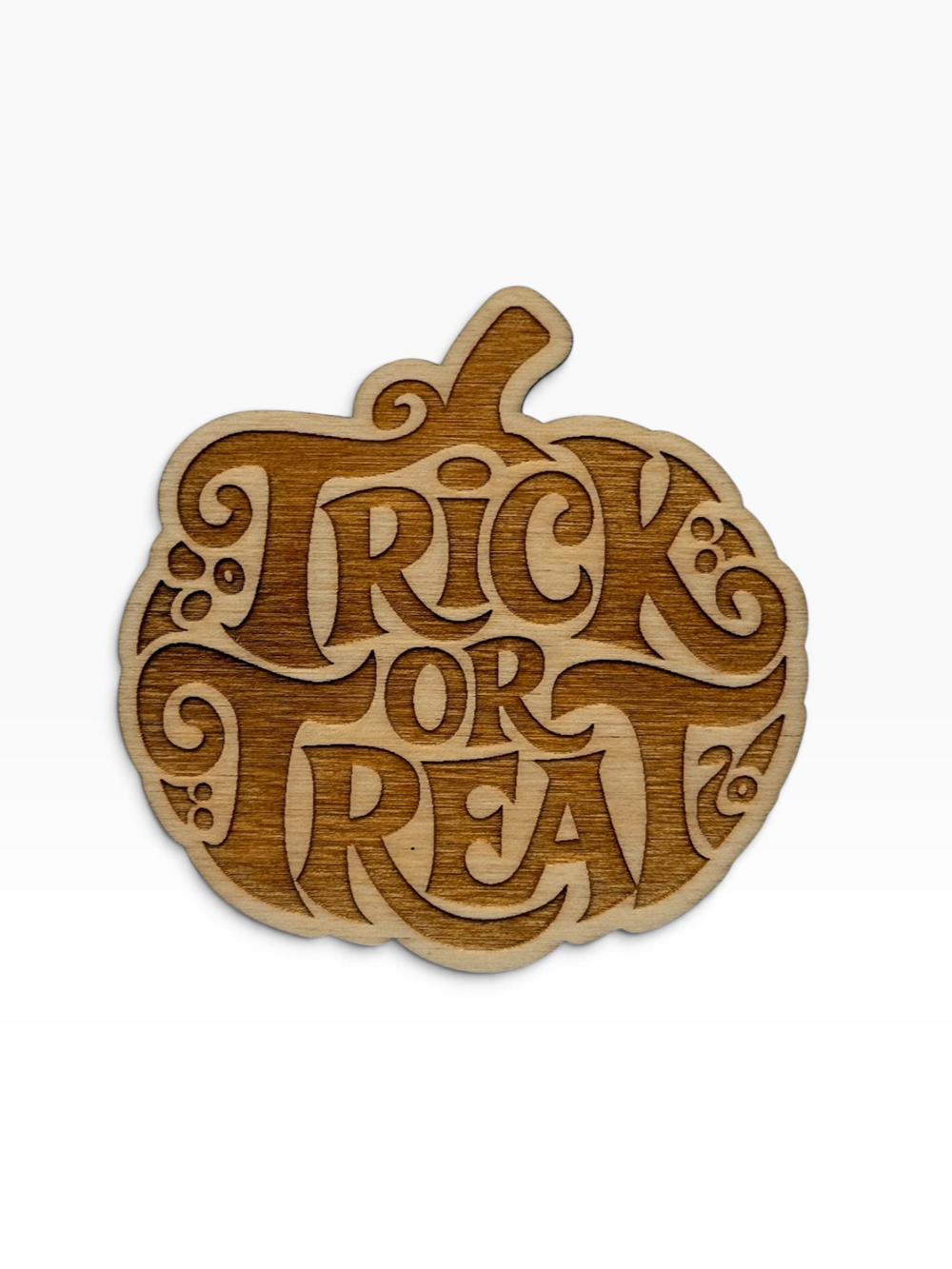 trick or treat pumpkin wood magnet